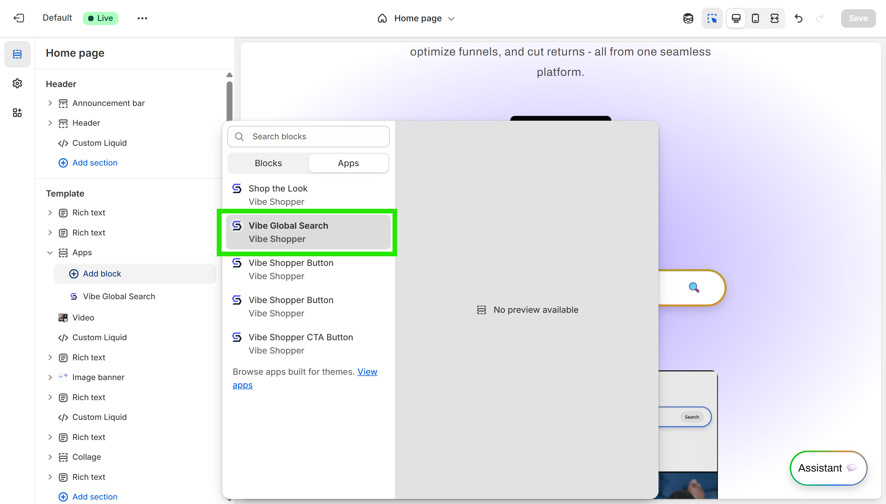 Global Search component example 1